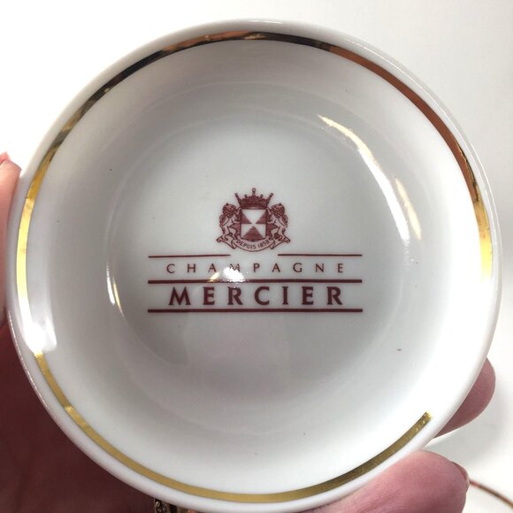 Vintage Champagne Mercier Coaster Set of 4 in Box – White Porcelain with Gold Tr - Picture 3 of 5
